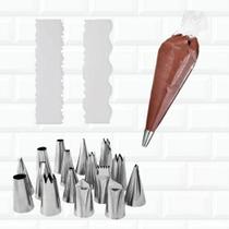 Kit Confeiteiro Bicos Saco Descartável Espátulas Decorativas