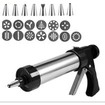 Kit Confeiteiro com 8 Bico de Confeitaria e 13 Molde Biscoito Pistola Para Prensar Bolo Kit Confeiteiro com 8 Bico de Confeitaria e 13 Molde Biscoito Pistola Para Prensar Bolo