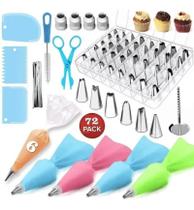 Kit Confeiteiro Completo 72 Peças Bicos Decoração Bolo Inox Lorben