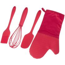 Kit Confeiteiro Completo Espatula e Batedor Vermelho Weck