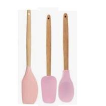 Kit confeiteiro / cozinha com colher + espatula de pao duro de silicone colors com 3 pecas