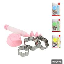 Kit confeiteiro de silicone 8 peças com forminhas cores sortidas