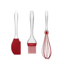 Kit Confeiteiro De Silicone Cabo Acrílico Vermelho Up Home Multi