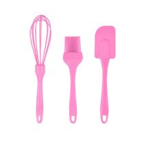Kit Confeiteiro em Silicone 3 Peças Fue Pincel Espátula Utensílios Cozinha Batedor de Clara Ovo