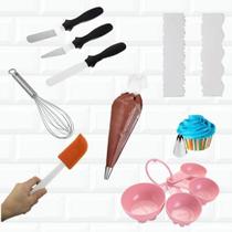 Kit Confeiteiro Espatula Raspadeira Medidor Fue Bico