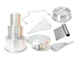 Kit Confeiteiro Formas + Bailarina + Espátula + Nivelador + Acessórios Confeitaria