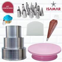 Kit Confeiteiro Isamar Bailarina De Bolo Rosa Formas Bico 1m
