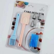 Kit Confeiteiro P/ Decoração de Bolo Muffins Cupcake 7 Peças Saco Confeitar 3 Bicos Espatula Pincel