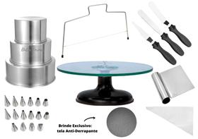 Kit Confeiteiro Profissional Bailarina De Vidro + Formas + Espátulas + Nivelador + Bicos De Confeitar