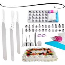 Kit Confeiteiro Profissional Completo 3 Espátulas Bicos e Sacos de Confeitar Aço Inox Plástico e Silicone - Uny Gift