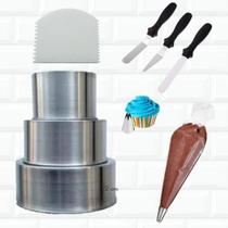 Kit Confeiteiro Saco + 1M + Espatulas Formas Altas Alumínio