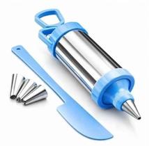 Kit Confeiteiro Seringa Bico Decorador de Bolos Com Espátula 6 Peças Inox