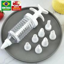 Kit Confeiteiro Seringa Decoradora de Bolo com 8 Bicos Plástico Fácil de Usar Amigold Kit Confeiteiro Seringa Decoradora de Bolo com 8 Bicos Plástico Fácil de Usar Amigold