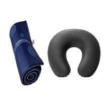 Kit Conforto Camping Luck + Almofada Pescoço Cor:Cinza