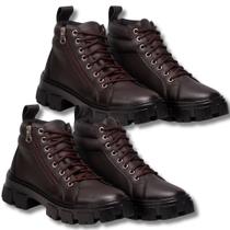 Kit Conforto Feminino, 2 Pares De Coturno Marrom, Sola Borr.