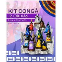 Kit Conga 30Ax23Lx14C 12 Orixás 10 Cm Branco Em Resina