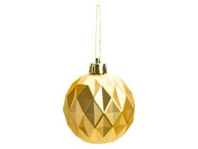 Kit Conj 6 Bolas Decorativas de Árvore De Natal Pendente Plástico Brilhante Dourado Geométrico