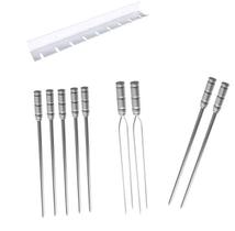 Kit / Conj. suporte + 5 espetos simples + 2 espetos duplo + 2 espetos p/coração cabo alumínio 70 cm de lâmina