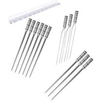 Kit / Conj. suporte + 6 espetos simples + 3 espetos duplo + 3 espetos p/coração cabo alumínio 60 cm de lâmina Kit / Conj. suporte + 6 espetos simples + 3 espetos duplo + 3 espetos p/coração cabo alumínio 60 cm de lâmina