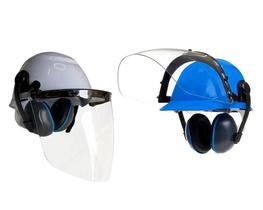 Kit conjugado capacete com protetor facial e abafador marca camper