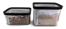 Kit Conjunto 02 Potes Herméticos Mantimentos Arroz Feijão