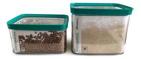 Kit Conjunto 02 Potes Herméticos Mantimentos Arroz Feijão