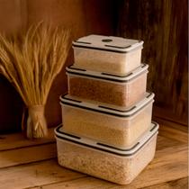 Kit Conjunto 0,3 0,6 1,2 2L Potes Herméticos Geladeira Marmita Tampa Click Vedação Silicone Borracha