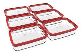 Kit Conjunto 06 Potes Herméticos Para Mantimentos Acrílico