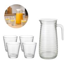 Kit Conjunto 1 Jarra 800ml mais 4 Copos 220ml Bebidas Suco Agua
