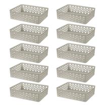 Kit Conjunto 10 Cestos Médio 24,2x19 Eficiente Organizador Decorativo Prático Empilhável Resistente Multiuso