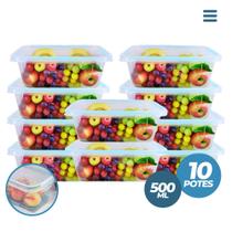 Kit Conjunto 10 Potes Para Alimentos Retangular 500ML Com Vedação Absoluta - Samba Toys
