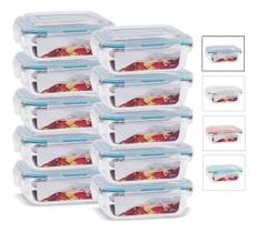 Kit Conjunto 10 Potes Vidro Hermético Marmita C/ Tampa 600ml