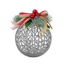 Kit Conjunto 12 Peças Decoração Enfeite Bola árvore Natal Prata Glitter Natalina 12,5cm Kit Conjunto 12 Peças Decoração Enfeite Bola árvore Natal Prata Glitter Natalina 12,5cm