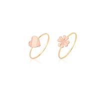 Kit Conjunto 2 Anéis Coração Trevo Ouro 10k Puro Rosé Kit Conjunto 2 Anéis Coração Trevo Ouro 10k Puro Rosé