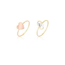 Kit Conjunto 2 Anéis Infinito E Coração Ouro 18k Puro Rosé Kit Conjunto 2 Anéis Infinito E Coração Ouro 18k Puro Rosé
