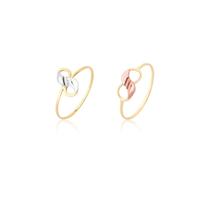 Kit Conjunto 2 Anéis Infinito Ouro 10k Puro Rosé Branco Kit Conjunto 2 Anéis Infinito Ouro 10k Puro Rosé Branco