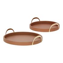 Kit Conjunto 2 Bandejas Decorativas Multiuso Em PVC Com Revestimento Em material sintético PU