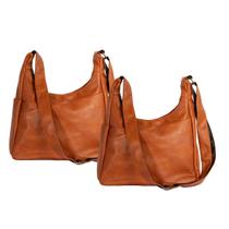 Kit Conjunto 2 Bolsa Média Transversal / Ombro Regulável Feminina Bolso Externo Diagonal Frontal Fechamento Magnético Zíper