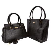 Kit conjunto 2 bolsas femininas + bolsinha porta moeda