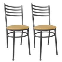 Kit Conjunto 2 Cadeiras Para Cozinha Mesa Jantar Bar Lanchonete Restaurante Preta Estofado Bege
