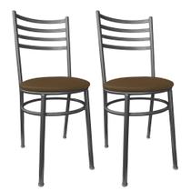 Kit Conjunto 2 Cadeiras Para Cozinha Mesa Jantar Bar Lanchonete Restaurante Preta Estofado Marrom