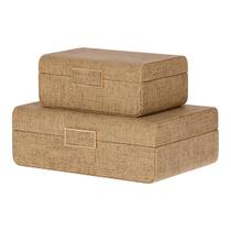 Kit Conjunto 2 Caixas Decorativas Organizadoras Em MDF Com Revestimento Em PU Retangular Luxo