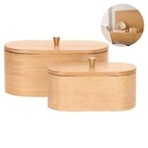 Kit Conjunto 2 Caixas Decorativas Organizadoras Multiuso Porta Objetos Em Madeira E Metal Kit Conjunto 2 Caixas Decorativas Organizadoras Multiuso Porta Objetos Em Madeira E Metal