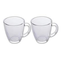 Kit Conjunto 2 Canecas De Vidro Transparente 350ml Para Café Chá Cappucino Xícara Grande