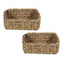 Kit Conjunto 2 Cestos Decorativos Organizadores Multiuso Em Fibra Natural Kit Conjunto 2 Cestos Decorativos Organizadores Multiuso Em Fibra Natural