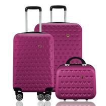 Kit Conjunto 2 Malas Rígidas Bordo 10kg Média 23kg Expansiva TSA 360 com Frasqueira Gladiador C1PM