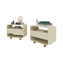 Kit Conjunto 2 Mesas de Cabeceira 1 Gaveta Innova Off White - Gelius Kit Conjunto 2 Mesas de Cabeceira 1 Gaveta Innova Off White - Gelius