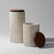 Kit Conjunto 2 Potes Decorativos Organizadores Multiuso Em Poliresina Design Rústico E Contemporâneo