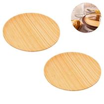 Kit Conjunto 2 Pratos Rasos Grandes Em Bambu Natural Para Servir Mesa Posta