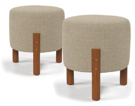 Kit Conjunto 2 Puff Banqueta Decoração Escritório Sala Quarto Retrô Redondo